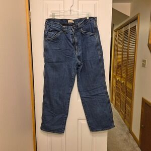 Blue Mountain Mens Fleece Lined Carpenter Jeans 38x30 Dark Wash Blue Work Pants